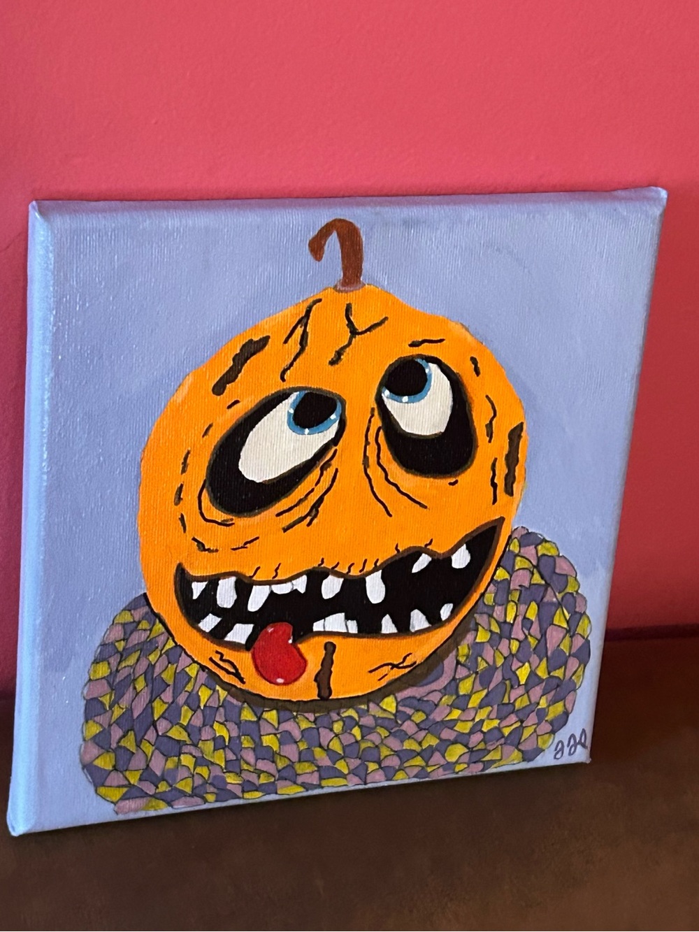 One Of A Kind Fall Decor Whimsical Fall Pumpkin Braided Rug Painting